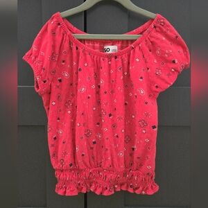 SO Kids' Red Paisley Floral Blouse